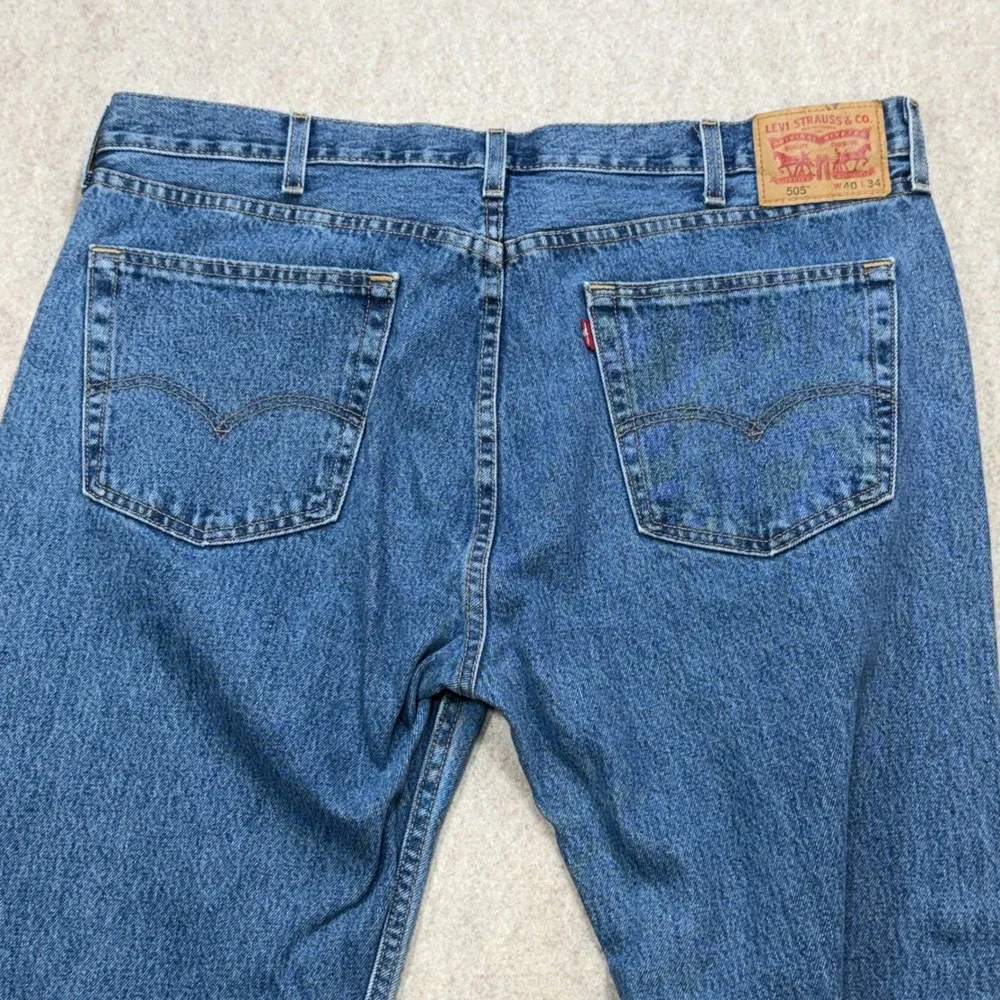 Levi's 505 Jeans Mens 40x32 Regular Fit Blue Classic Americana Workwear Rugged